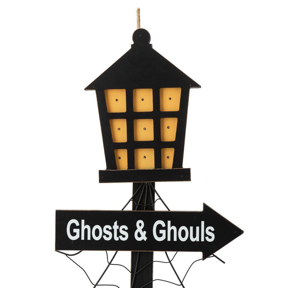 Glitzhome  42 in. H Lighted Halloween Wooden Haunted House Yard Stake