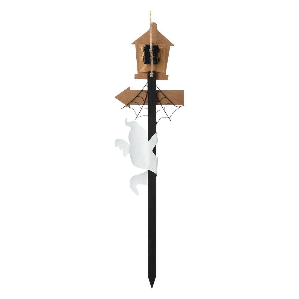 Glitzhome  42 in. H Lighted Halloween Wooden Haunted House Yard Stake