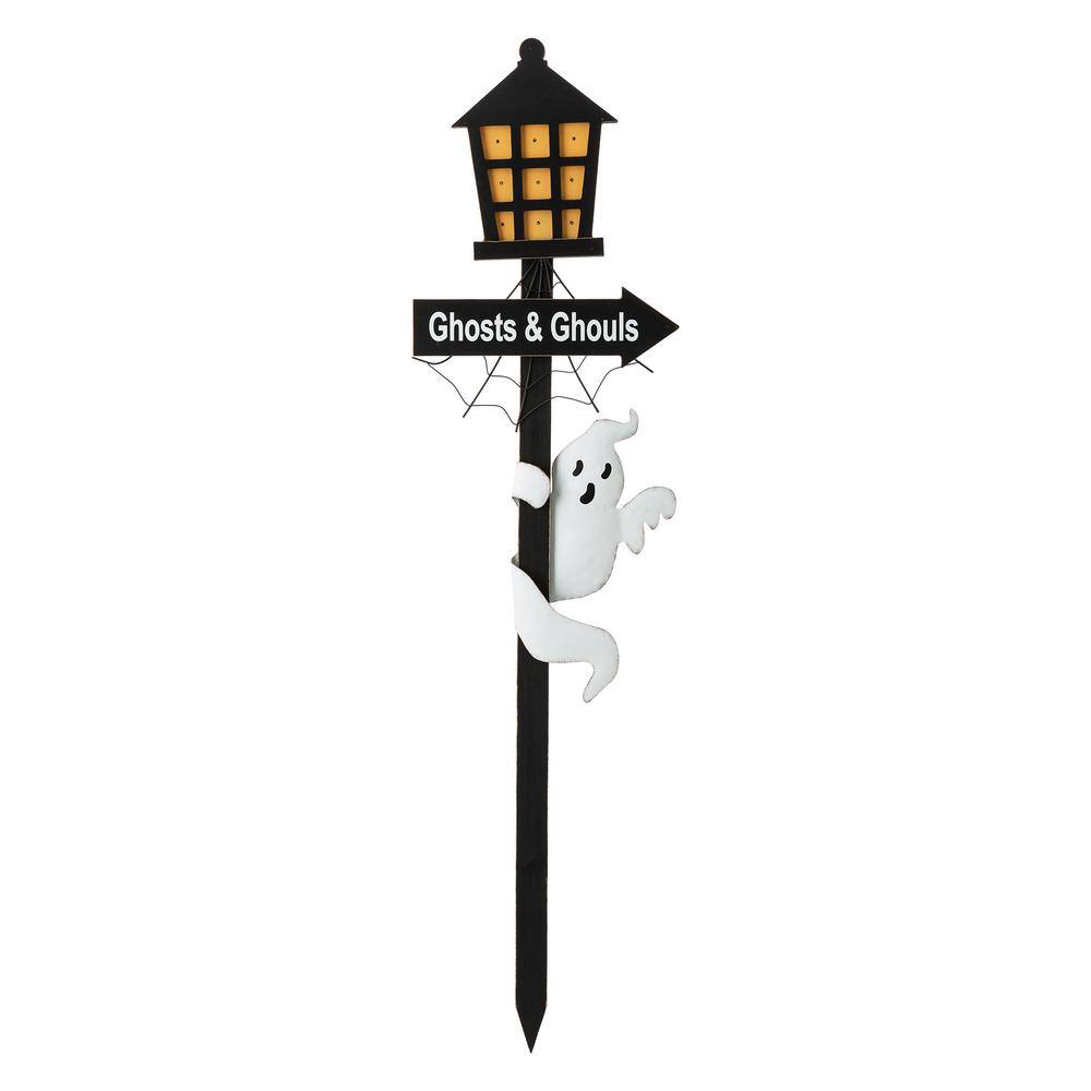 Glitzhome  42 in. H Lighted Halloween Wooden Haunted House Yard Stake