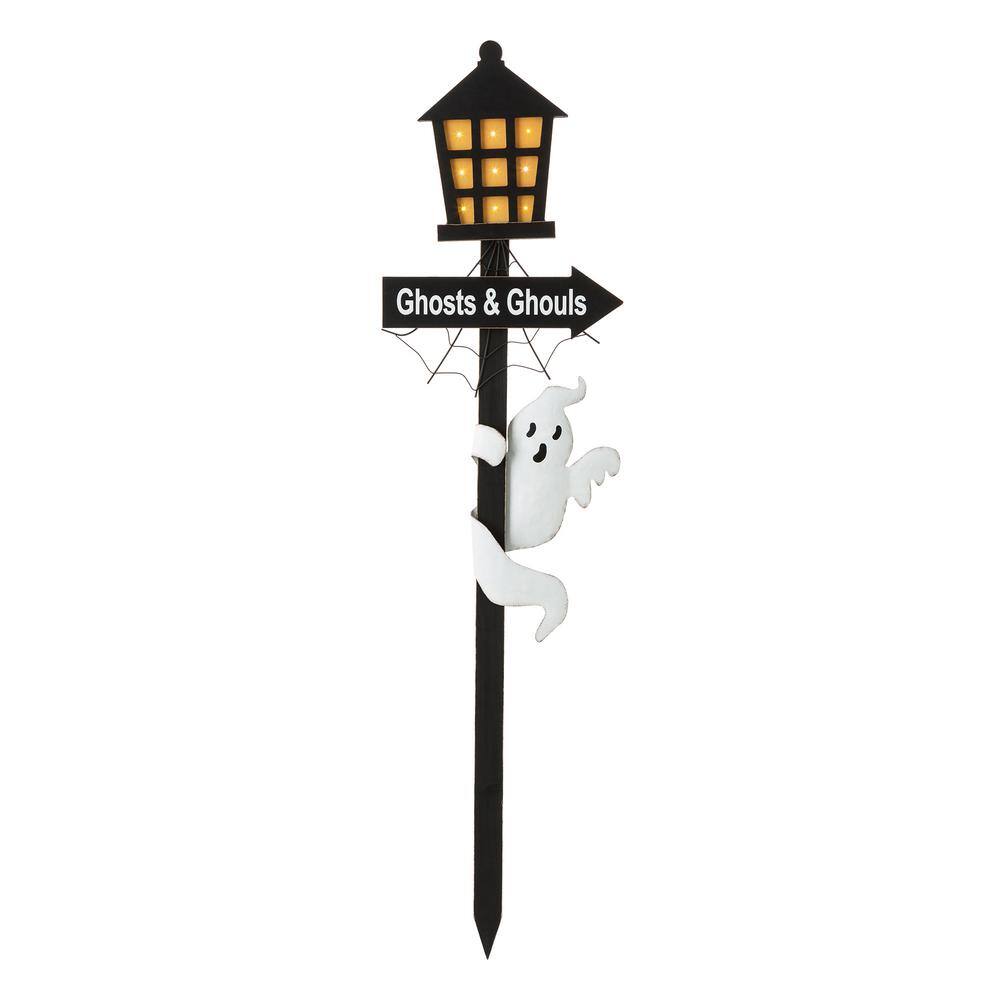 Glitzhome  42 in. H Lighted Halloween Wooden Haunted House Yard Stake