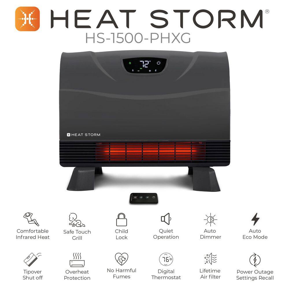 Heat Storm 1,500-Watt Gray Deluxe Indoor Floor to Wall Infrared Heater