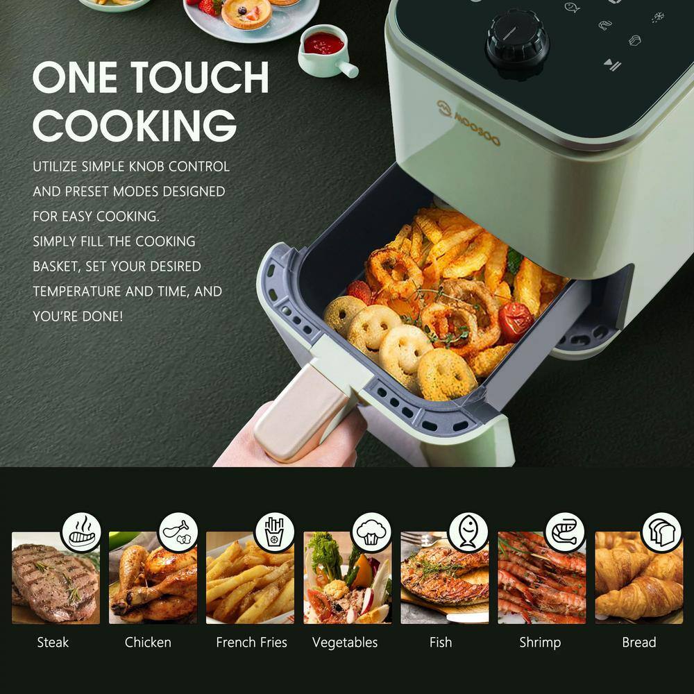 MOOSOO 2 qt. Premium Green Air Fryer for 1-2 People with Timer, Temperature Controls, Recipe Book, 1200-Watt