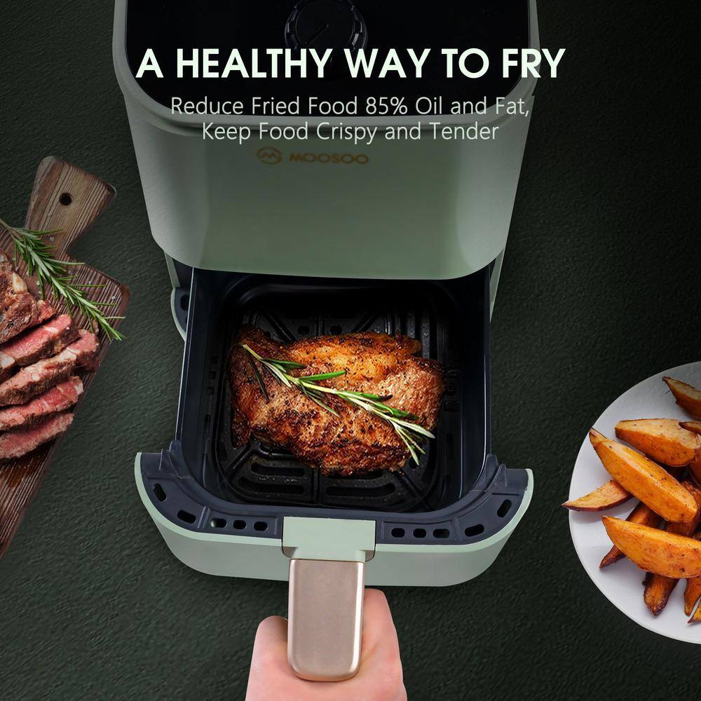 MOOSOO 2 qt. Premium Green Air Fryer for 1-2 People with Timer, Temperature Controls, Recipe Book, 1200-Watt