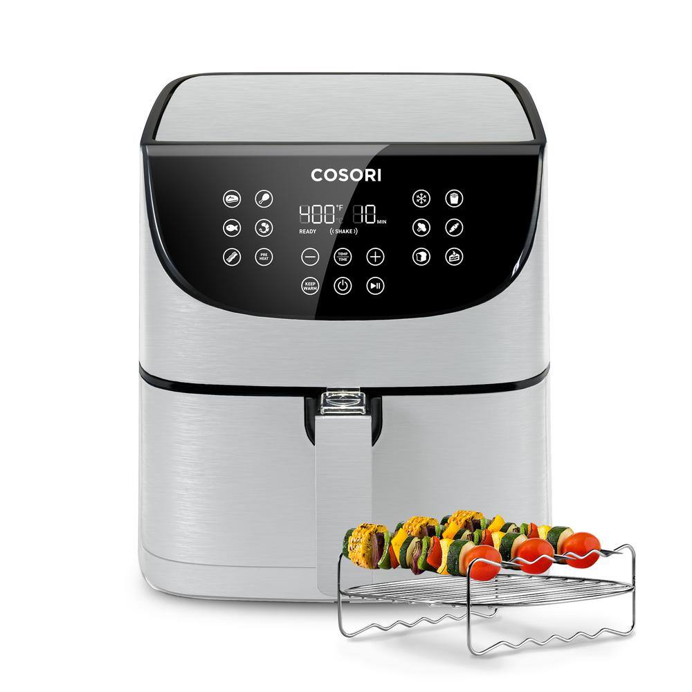 Cosori Gen 2-Premium 5.8 qt. Grey Air Fryer with Bonus Skewer Rack Set