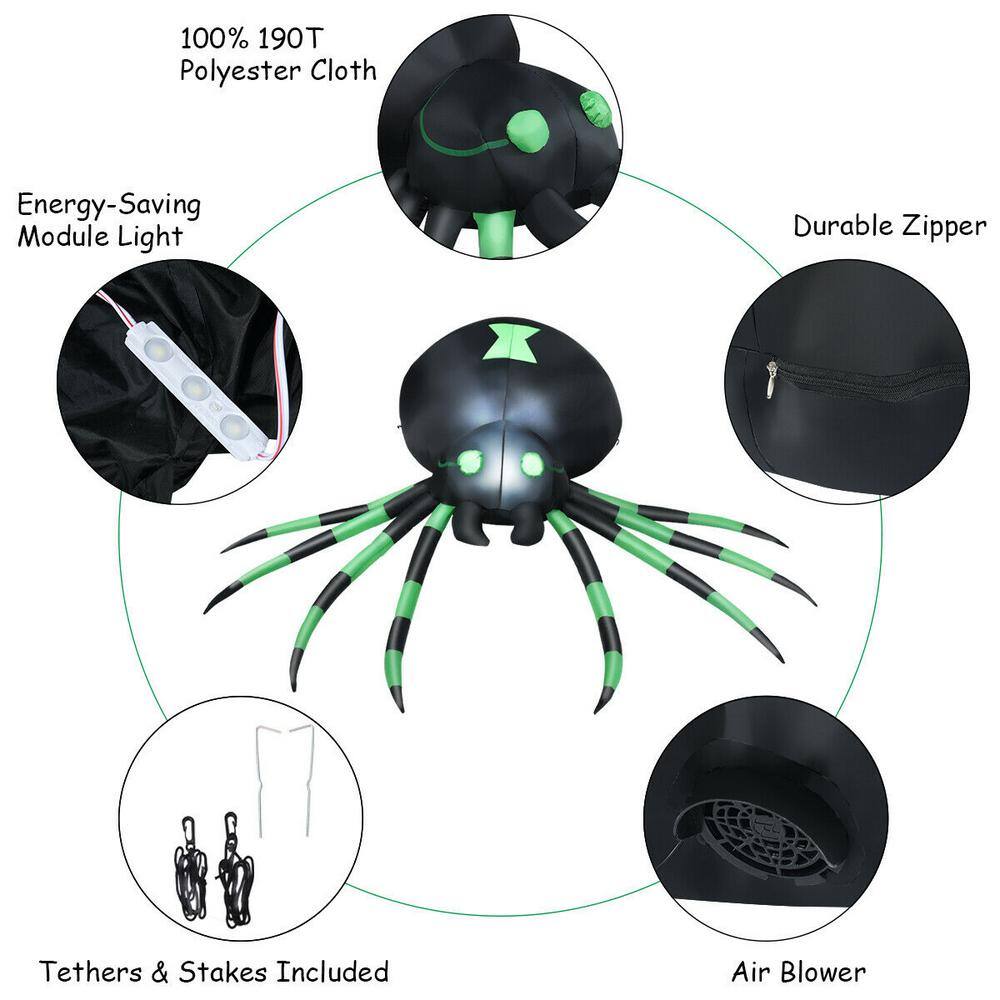 Gymax  6 ft. Halloween Inflatable Blow-Up Spider with LED Lights Outdoor Yard Decoration