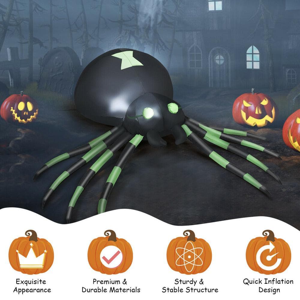 Gymax  6 ft. Halloween Inflatable Blow-Up Spider with LED Lights Outdoor Yard Decoration