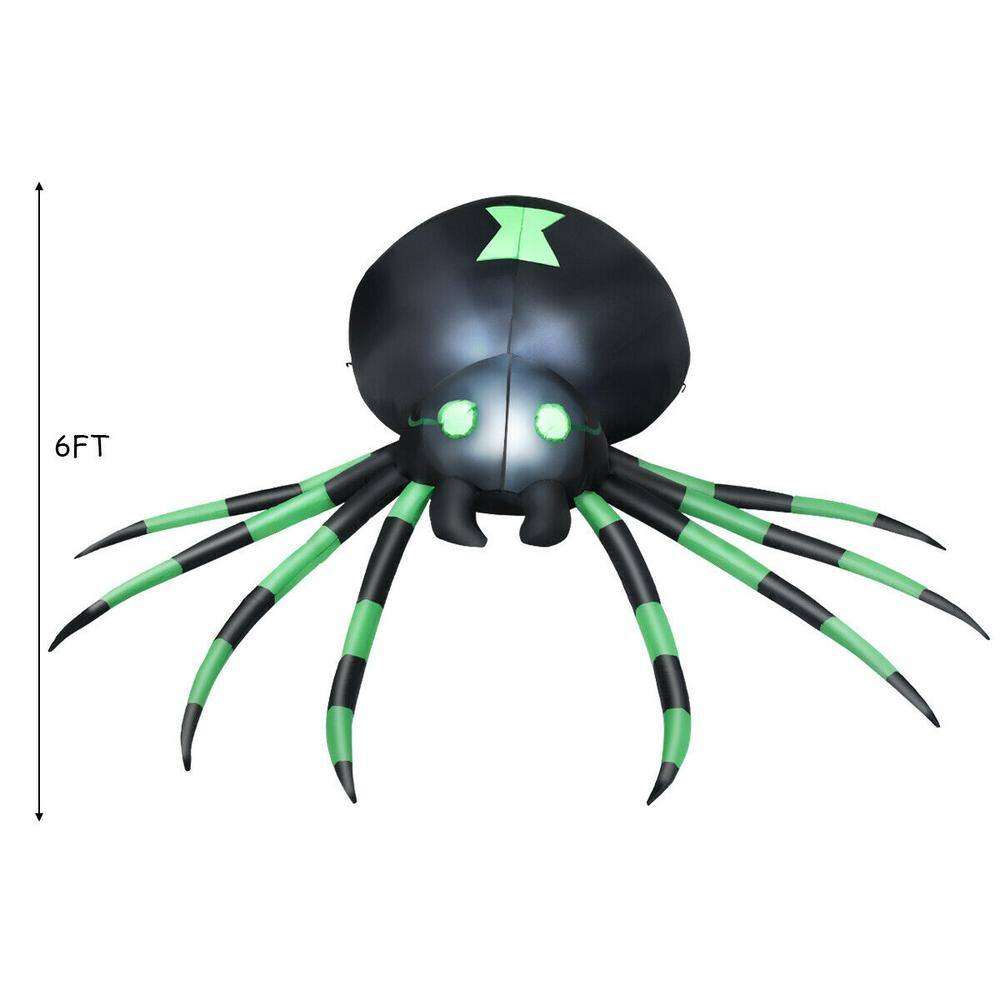 Gymax  6 ft. Halloween Inflatable Blow-Up Spider with LED Lights Outdoor Yard Decoration