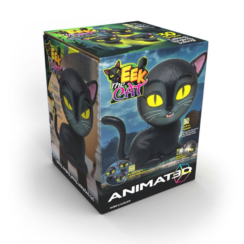 Eek The Cat Talking Singing and Joke Telling Animated 9.5 in. H Cat with Built-in Projector and Speaker Plug'n Play