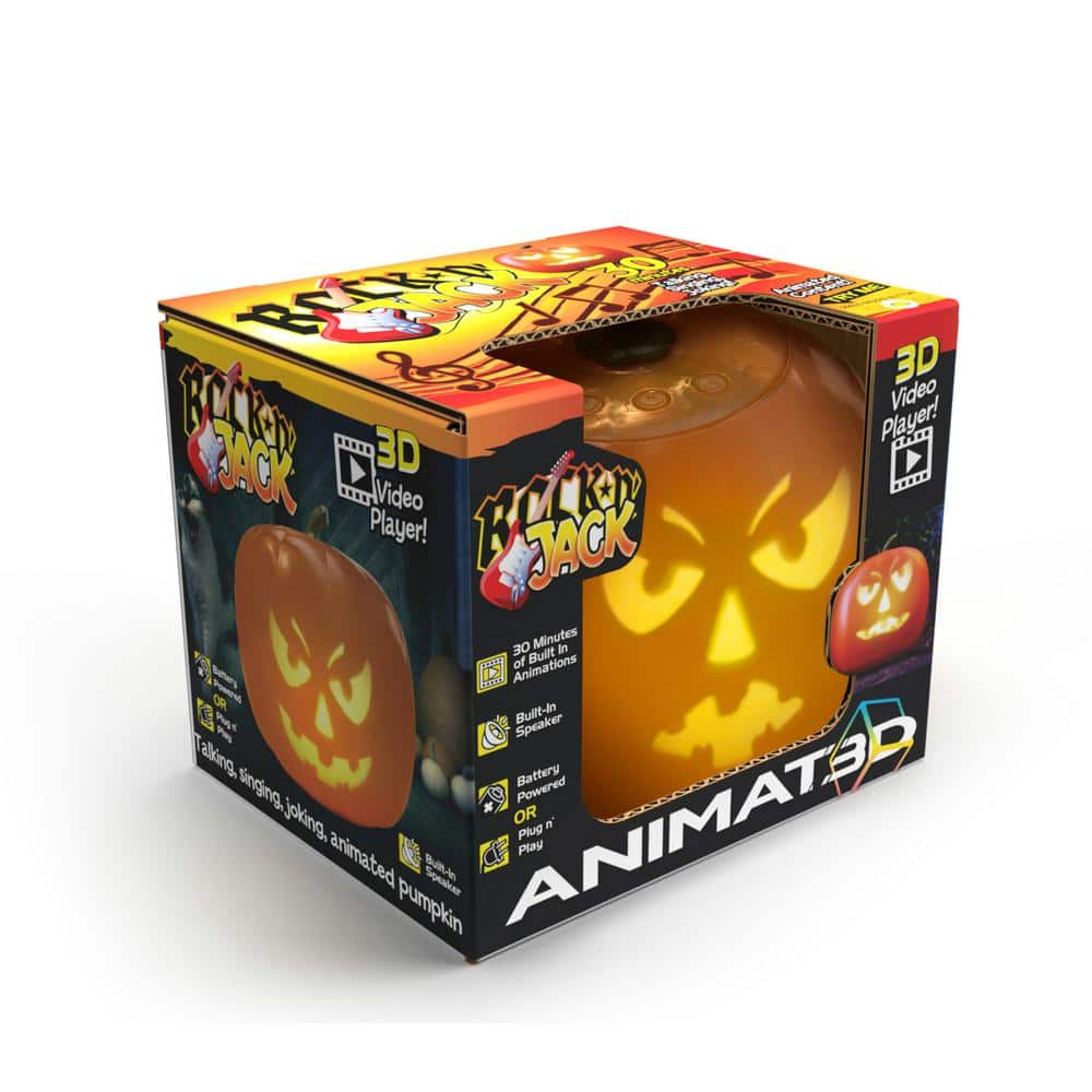 Rock-n Jack Singing Joking and Talking Animated 7.5 in. H Pumpkin with Built-in LED Projector and Speaker Plug'n Play