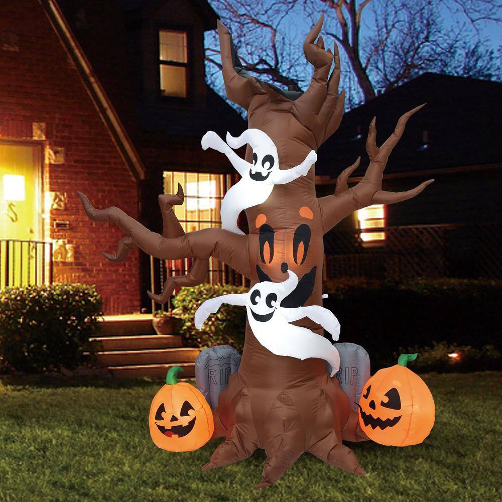 8 ft. Tall Brown, White and Black Plastic Scary Tree Inflatable