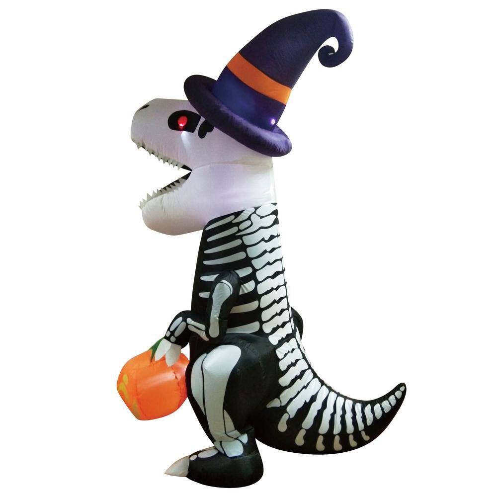 8 ft. Tall Black, White and Purple Plastic Skeleton Dinosaur Inflatable