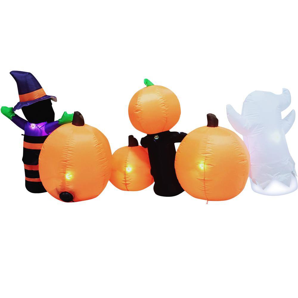 8 ft. Tall Black, Orange, Purple & White Vinyl Characters with Pumpkin Patch Halloween Inflatable