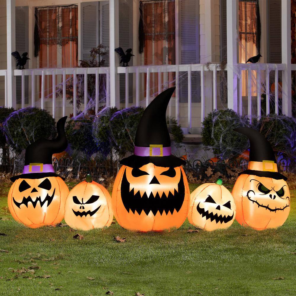 8 ft. LED Pumpkin Family Waterproof Halloween Yard Decoration for Yard Halloween Inflatable