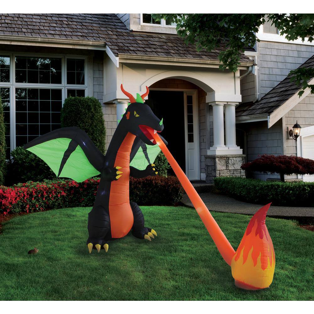 96 in. Tall Halloween Inflatable Flaming Dragon