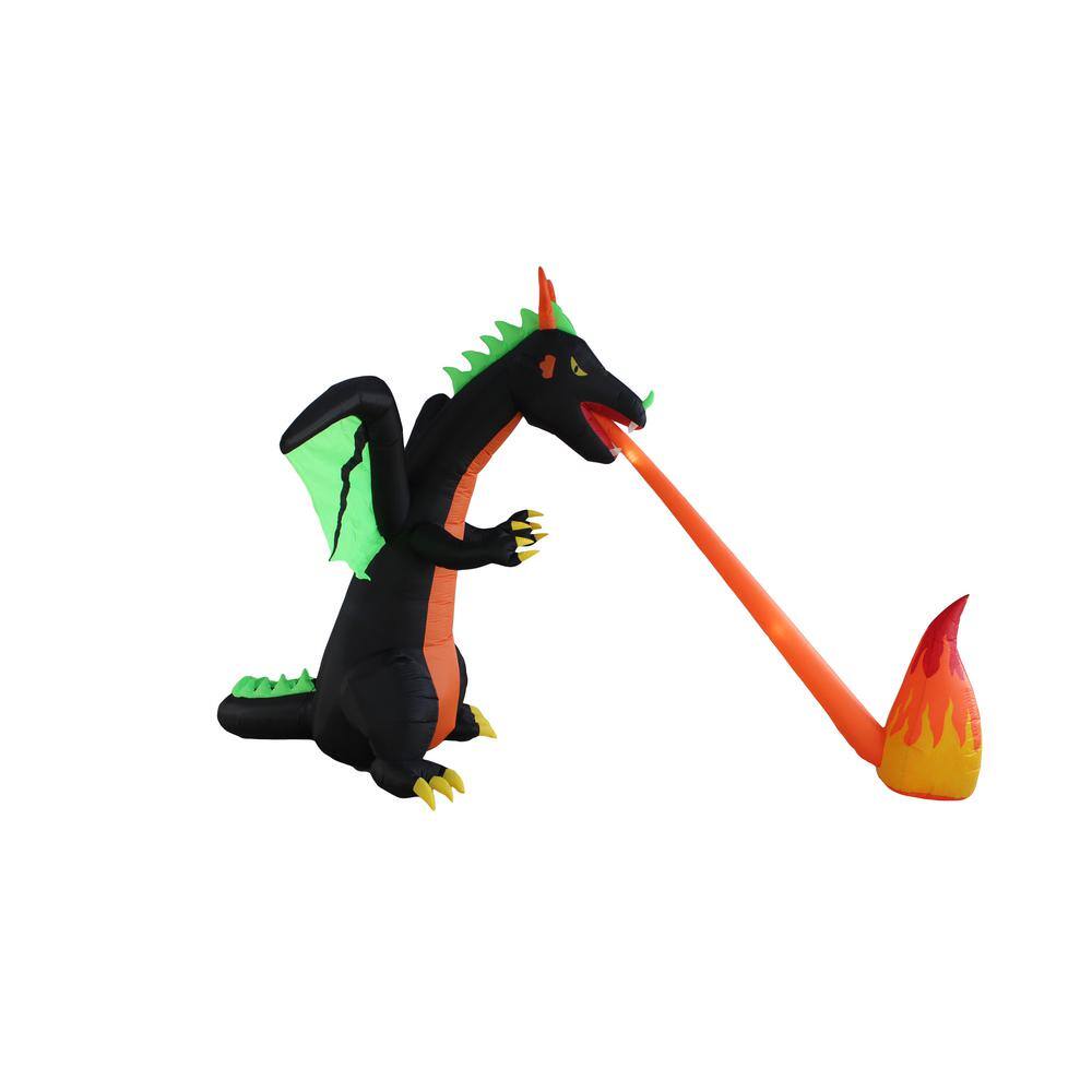 96 in. Tall Halloween Inflatable Flaming Dragon