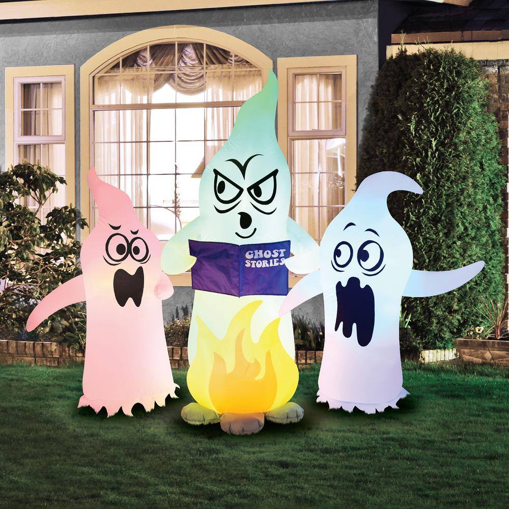 4 ft. 25 in. H x 2.5 ft. W x 5 ft. L Halloween Airflowz Inflatable Color Changing Campfire Ghosts