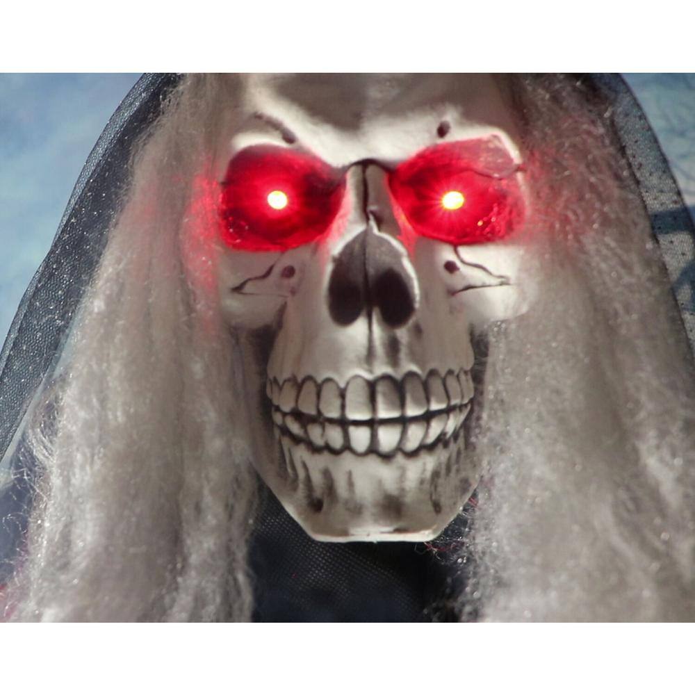 Haunted Hill Farm 5.5 ft. Animatronic Moaning Skeleton Bride Halloween Prop, Flashing Red Eyes, Indoor/Covered Outdoor,Battery-Operated