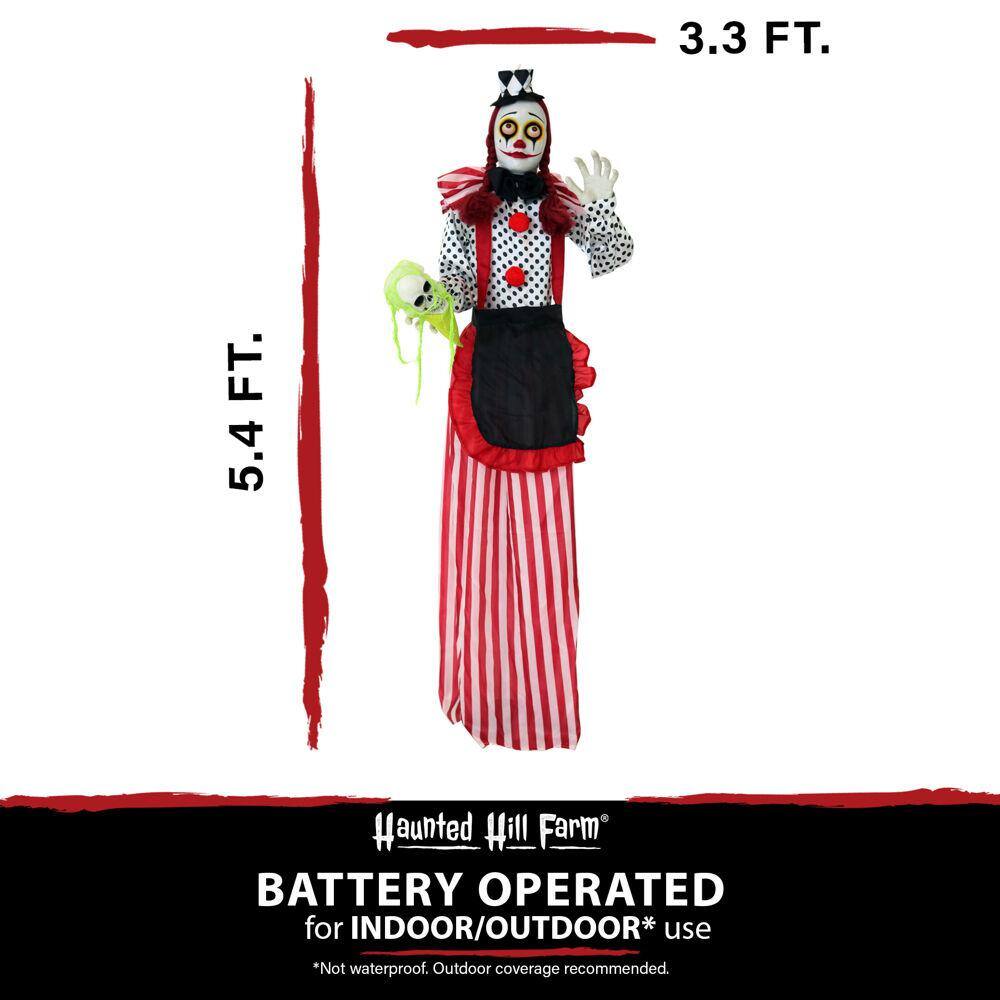 Haunted Hill Farm  65 in. Battery Operated Poseable Standing Clown with Red LED Eyes Halloween Prop