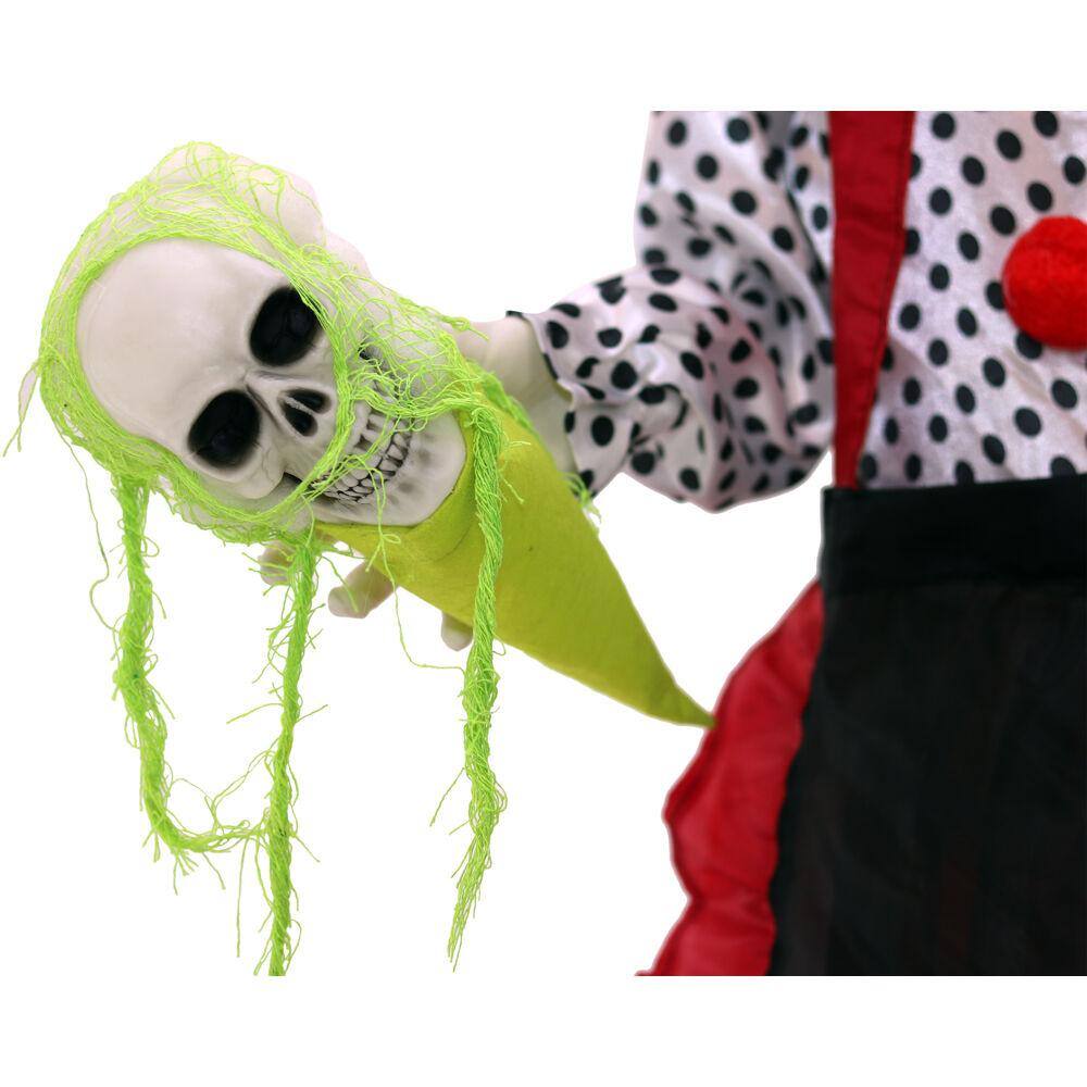 Haunted Hill Farm  65 in. Battery Operated Poseable Standing Clown with Red LED Eyes Halloween Prop