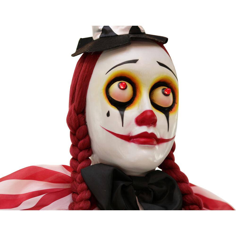 Haunted Hill Farm  65 in. Battery Operated Poseable Standing Clown with Red LED Eyes Halloween Prop