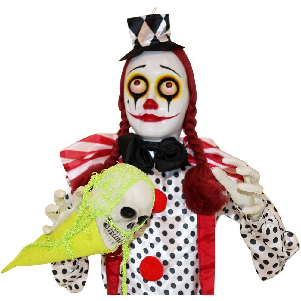 Haunted Hill Farm  65 in. Battery Operated Poseable Standing Clown with Red LED Eyes Halloween Prop