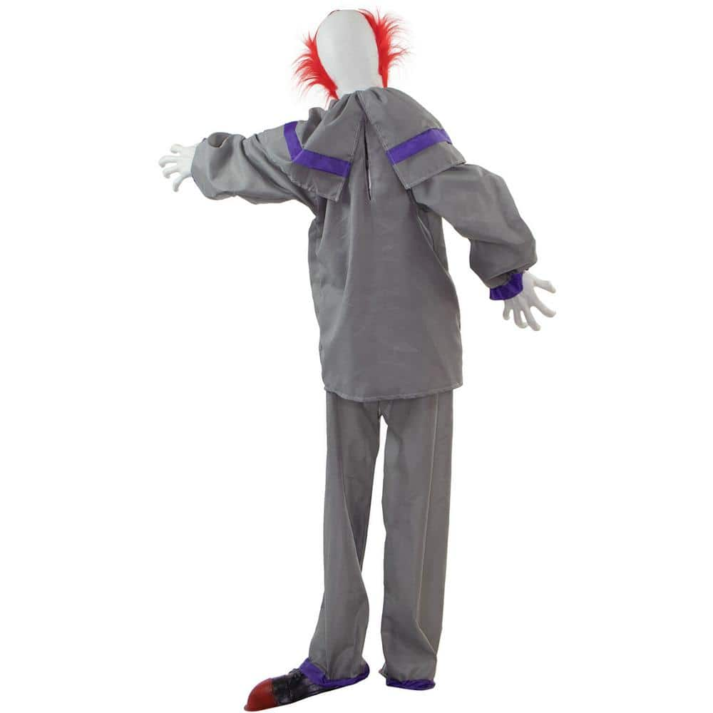 Haunted Hill Farm 5 ft. Grins the Animated Clown, Indoor or Covered Outdoor Halloween Decoration, Battery Operated