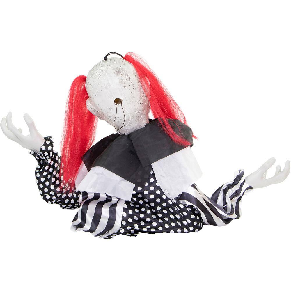 Haunted Hill Farm 18 in. Buggy the Animated Groundbreaker Clown, Indoor or Covered Outdoor Halloween Decoration, Battery Operated