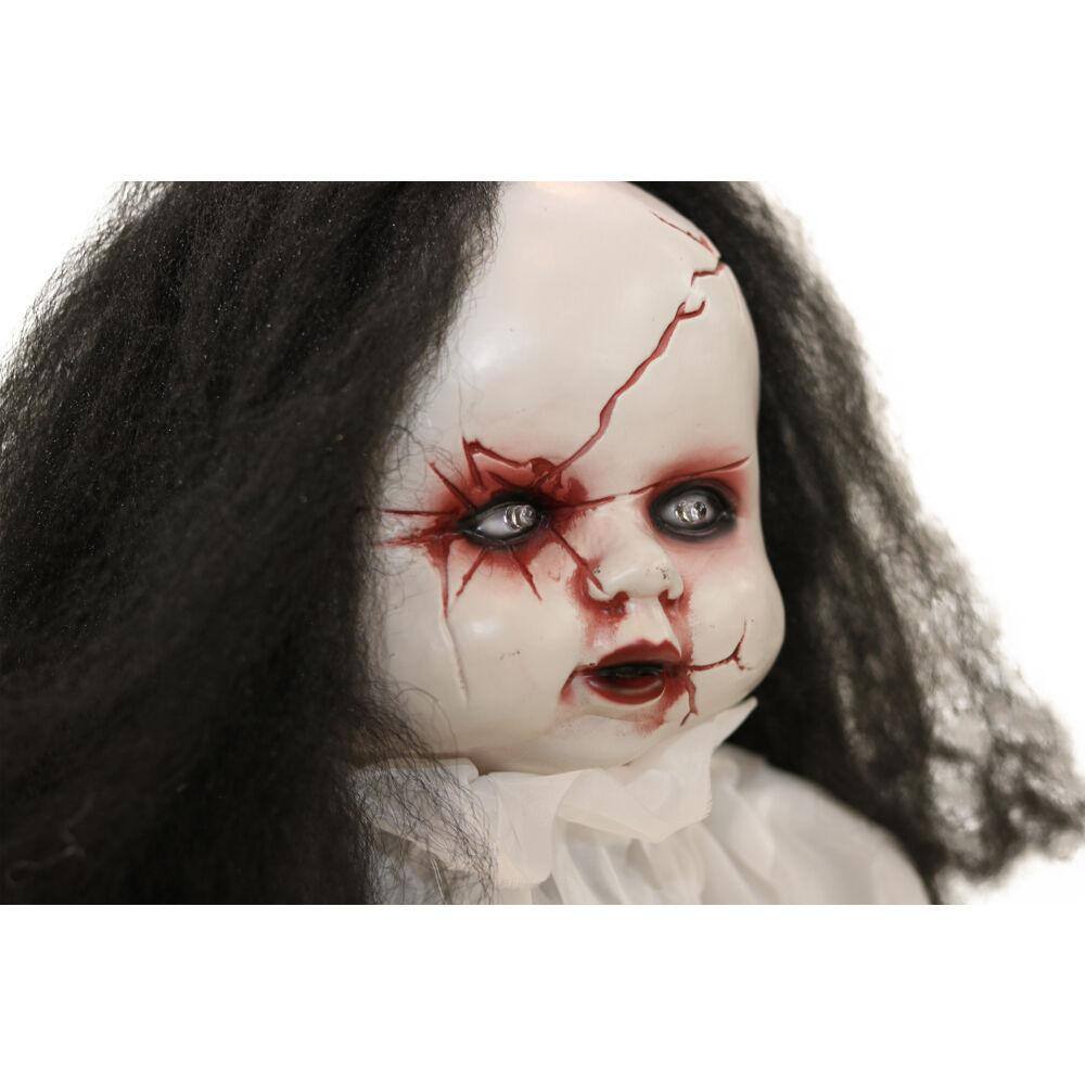 Haunted Hill Farm 24 in. Battery Operated Poseable Haunted Jumping Doll with Red LED Eyes Halloween Prop