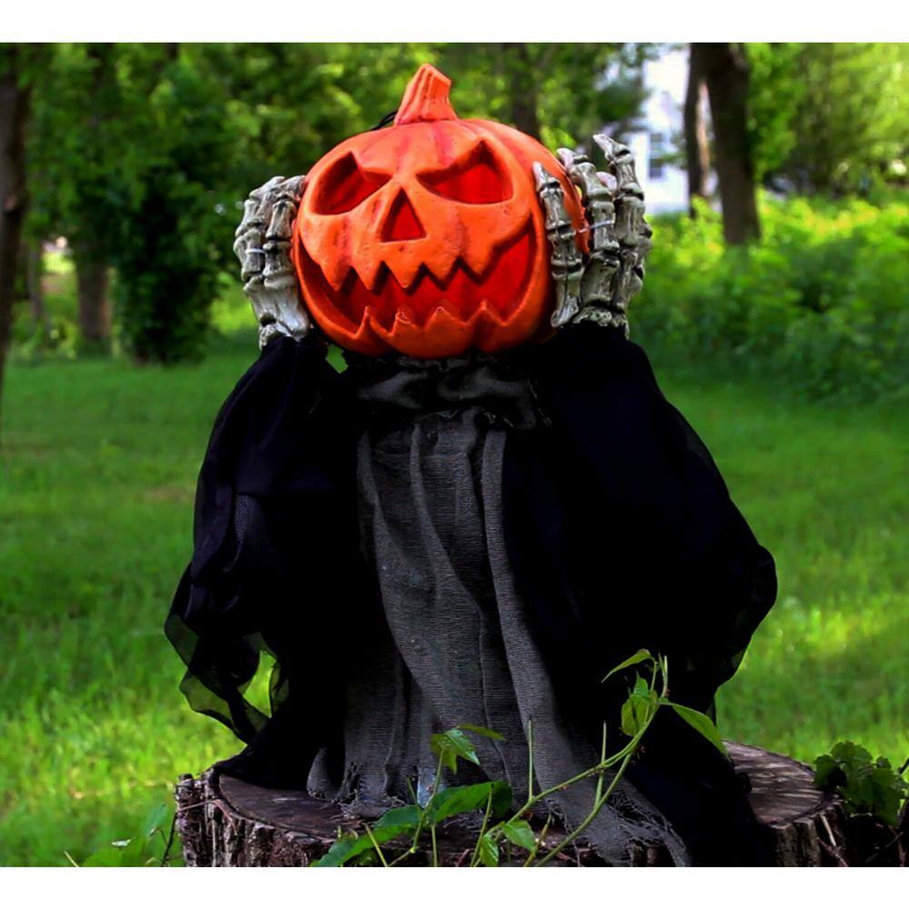 Haunted Hill Farm 25 in. Touch Activated Pop-Up Animatronic Pumpkin Head