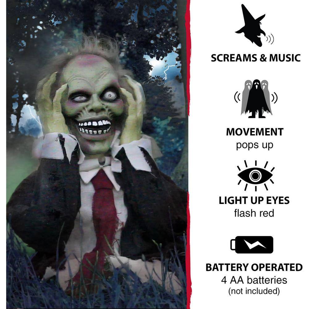 Haunted Hill Farm 20 in. Touch Activated Pop-Up Animatronic Ghoul