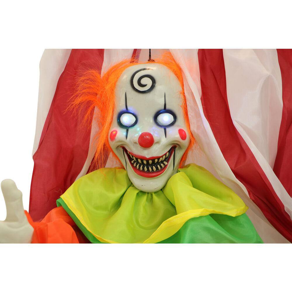 Haunted Hill Farm  72 in. Battery Operated Poseable Hanging Clown with Blue LED Eyes Halloween Prop