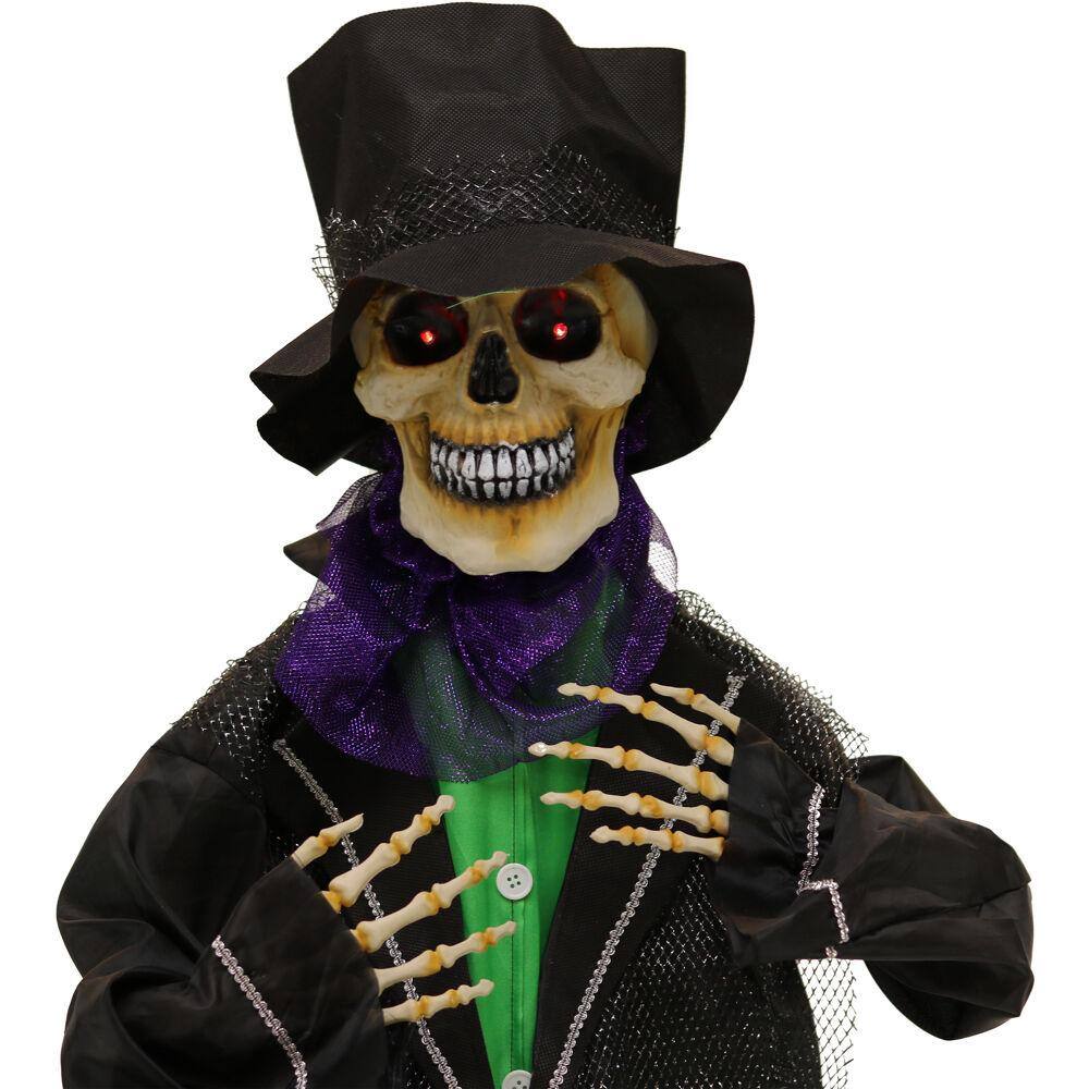 Haunted Hill Farm 65 in. Battery Operated Poseable Animatronic Skeleton Groom with Red LED Eyes Halloween Prop