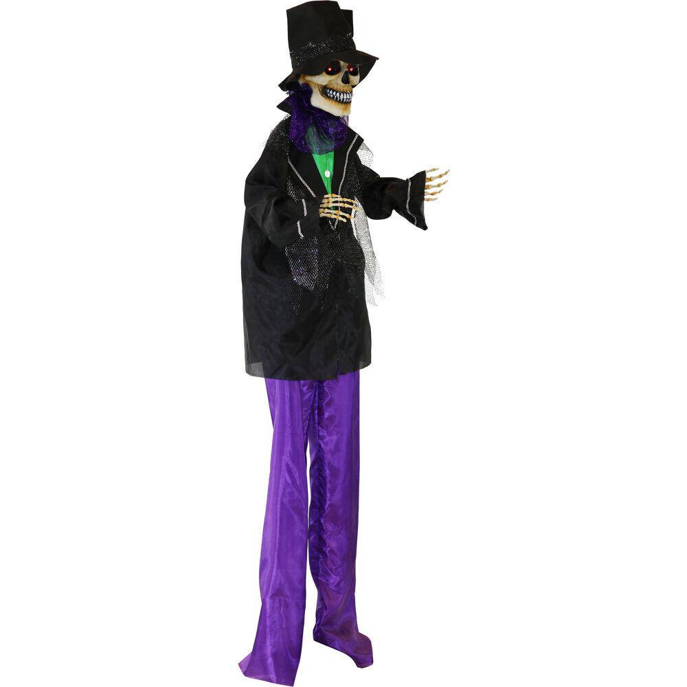 Haunted Hill Farm 65 in. Battery Operated Poseable Animatronic Skeleton Groom with Red LED Eyes Halloween Prop