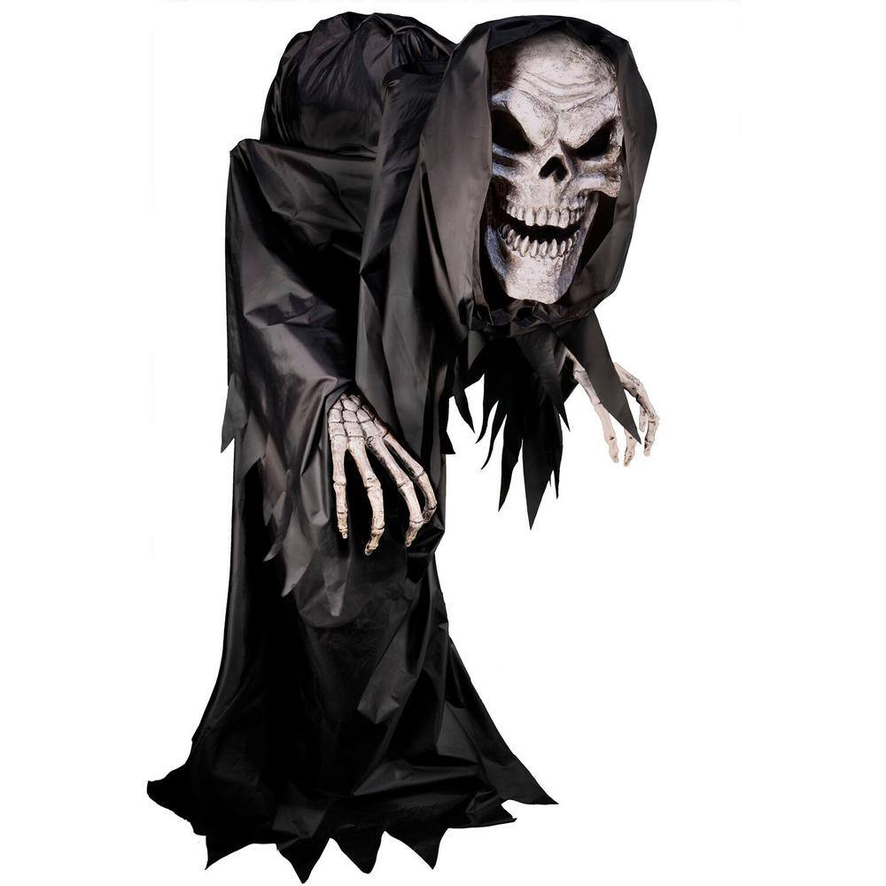 Haunted Hill Farm 85 in. Premium Talking Halloween Animatronic Colossal The Hunched Skeleton Reaper by Tekky