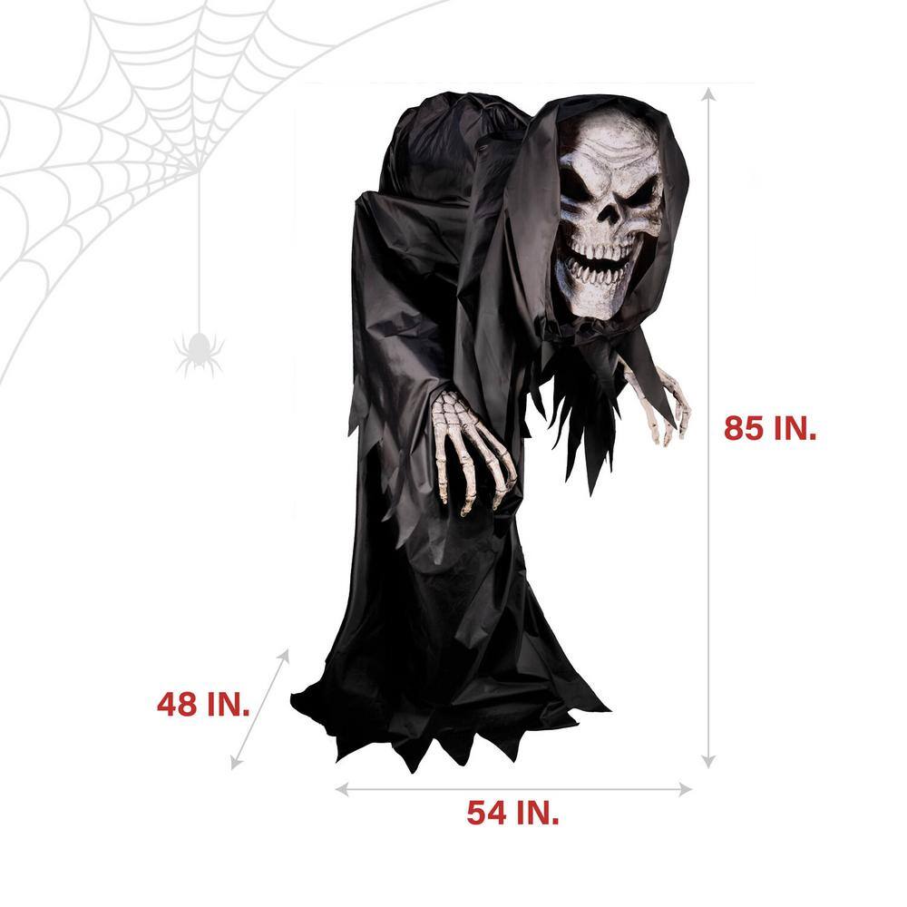 Haunted Hill Farm 85 in. Premium Talking Halloween Animatronic Colossal The Hunched Skeleton Reaper by Tekky