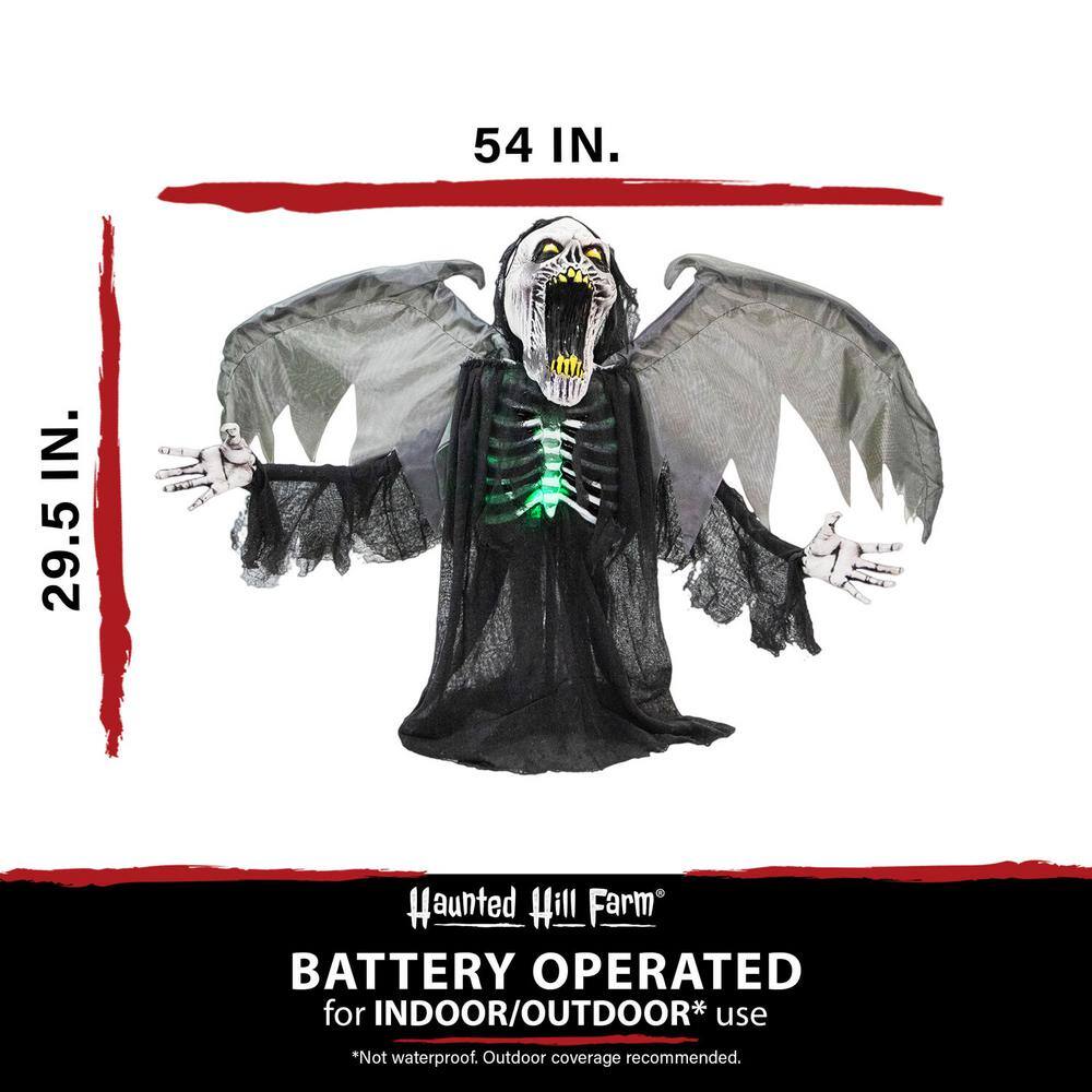 Haunted Hill Farm 29.5 in. Gabriel the Animated Winged Reaper, Indoor or Covered Outdoor Halloween Decoration, Battery Operated