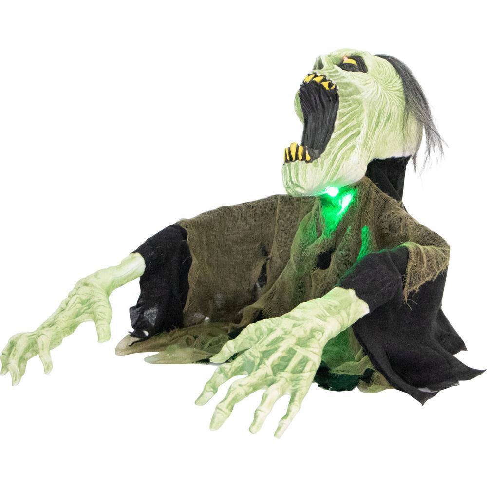 Haunted Hill Farm 21 in. Trevor the Animated Zombie Groundbreaker, Indoor or Covered Outdoor Halloween Decoration, Battery Operated