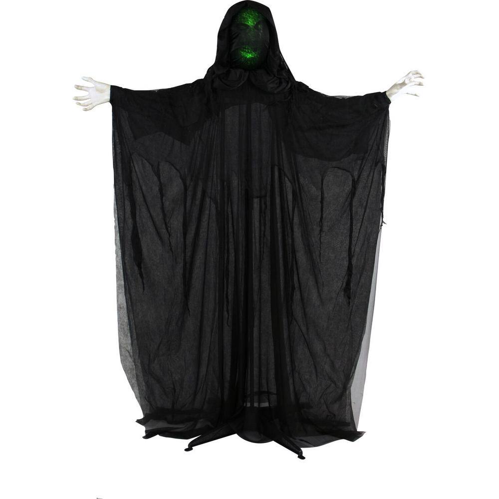 Haunted Hill Farm  65 in. Animatronic Reaper, Indoor or Outdoor Halloween Decoration, Light-up Face, Poseable, Battery-Operated