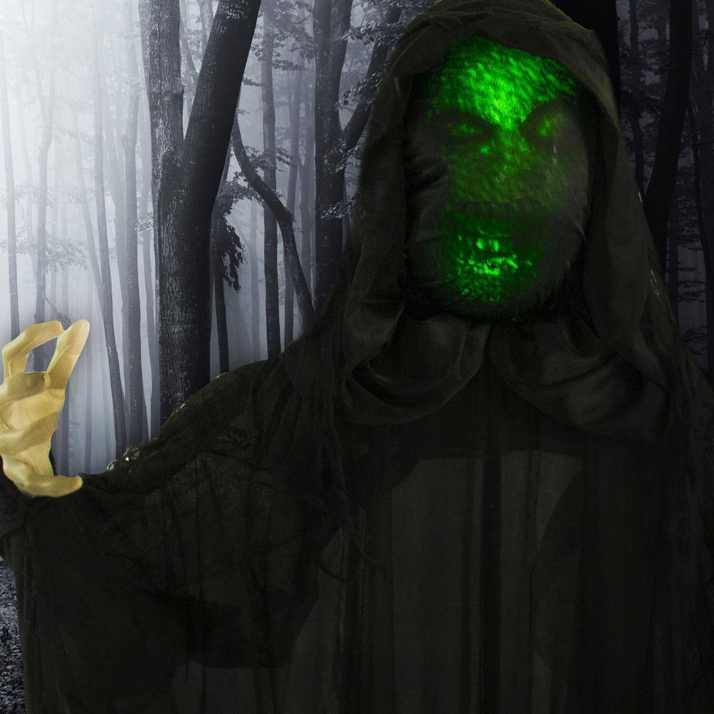 Haunted Hill Farm  65 in. Animatronic Reaper, Indoor or Outdoor Halloween Decoration, Light-up Face, Poseable, Battery-Operated