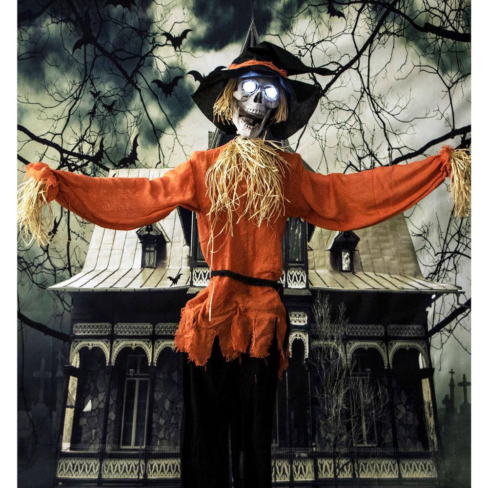 Haunted Hill Farm  5 ft. Animatronic Skeleton Scarecrow Halloween Prop