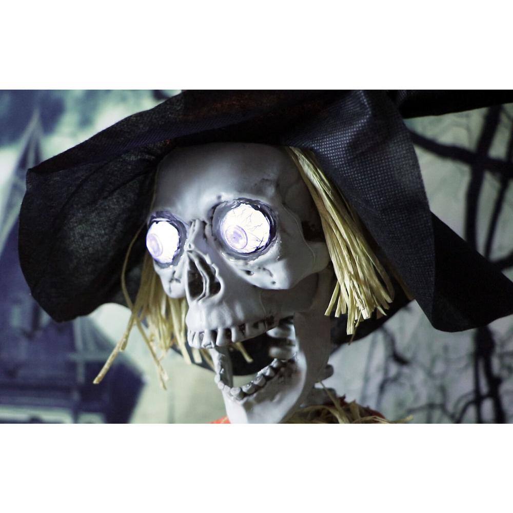 Haunted Hill Farm  5 ft. Animatronic Skeleton Scarecrow Halloween Prop