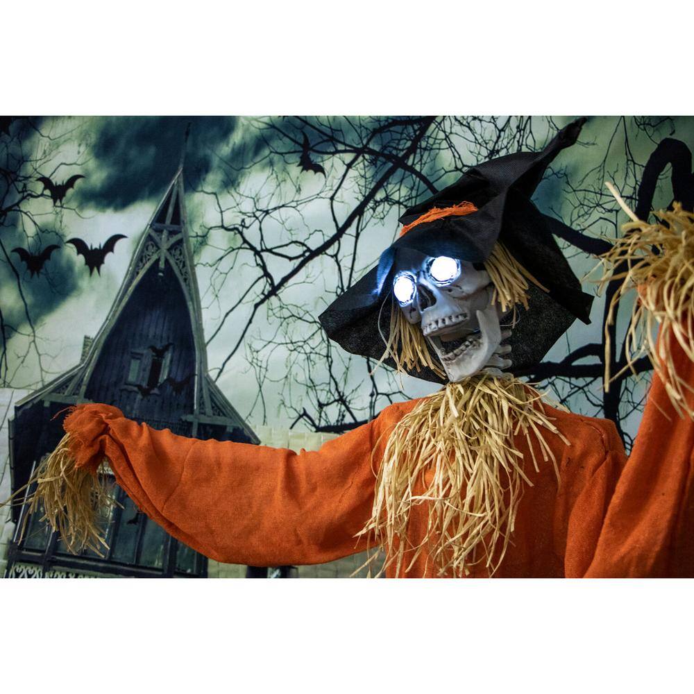 Haunted Hill Farm  5 ft. Animatronic Skeleton Scarecrow Halloween Prop