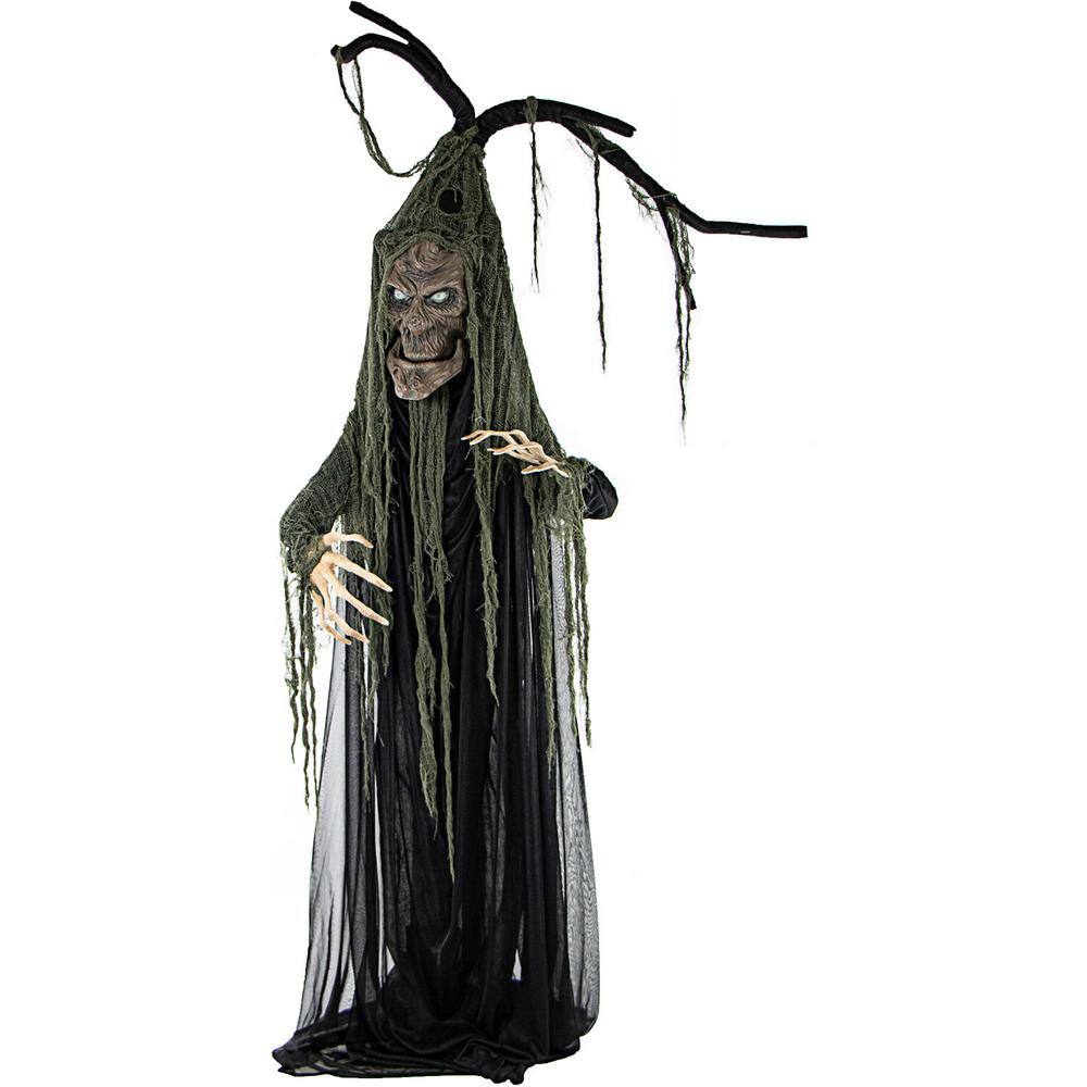 Haunted Hill Farm 6.5 ft. Animatronic Haunted Talking Tree Halloween Prop, Moving Mouth for Indoor/Outdoors, Battery-Operated