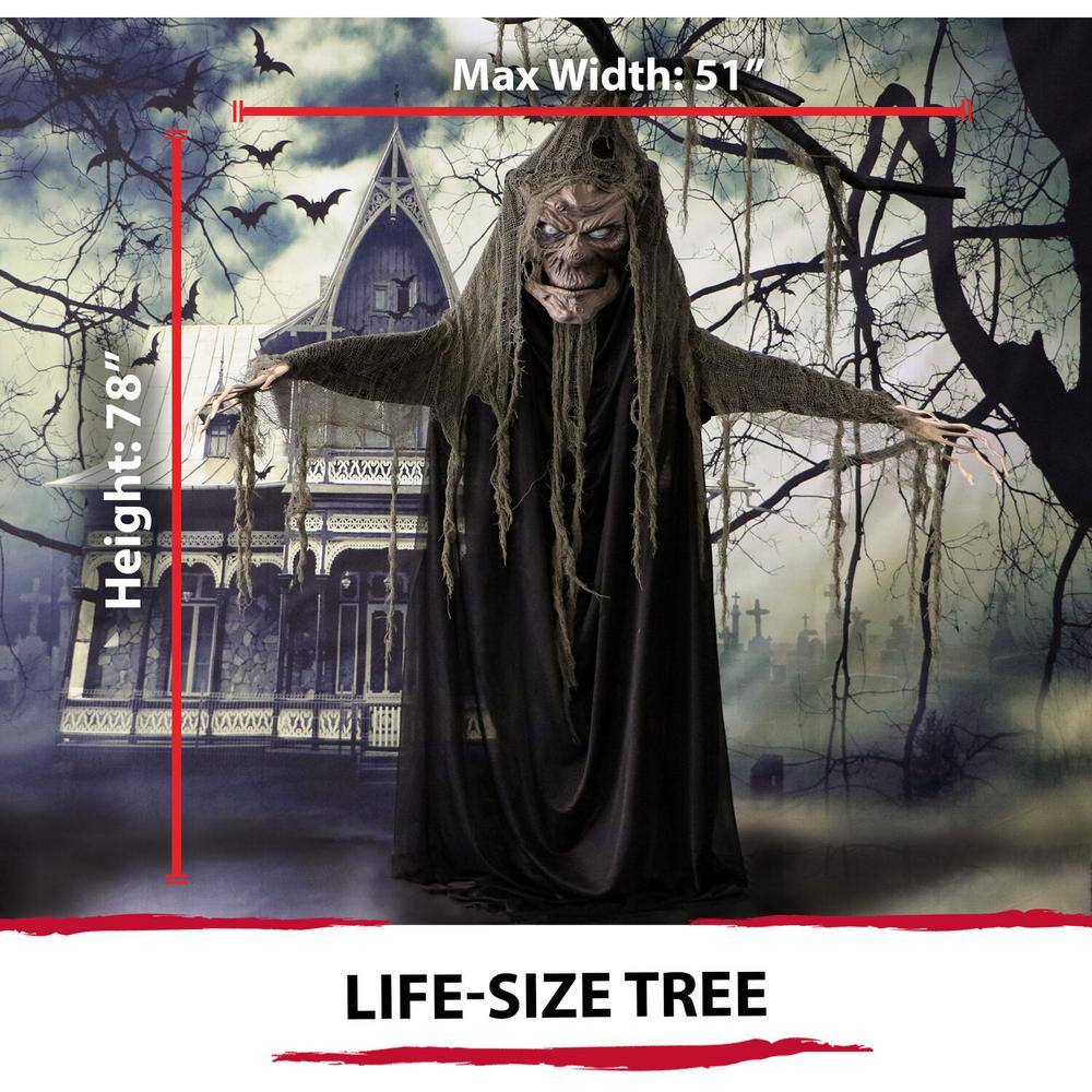 Haunted Hill Farm 6.5 ft. Animatronic Haunted Talking Tree Halloween Prop, Moving Mouth for Indoor/Outdoors, Battery-Operated