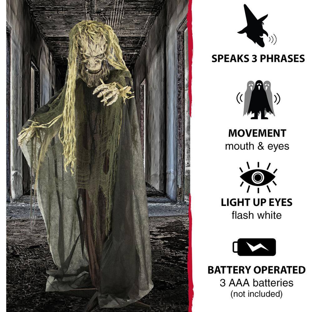 Haunted Hill Farm 75 in. Touch Activated Animatronic Tree Man, Light-up White Eyes, Poseable, Battery-Operated