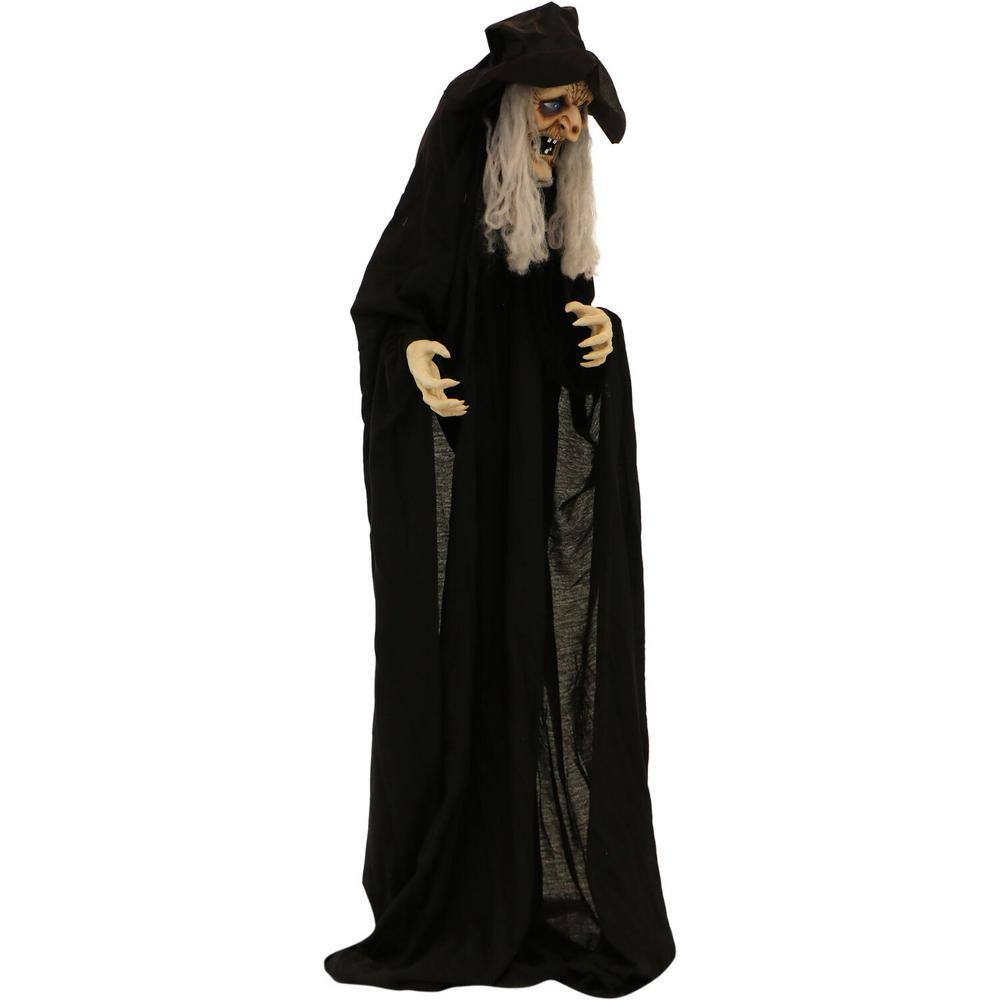 Haunted Hill Farm  66 in. Battery Operated Poseable Standing Witch with Red LED Eyes Halloween Prop