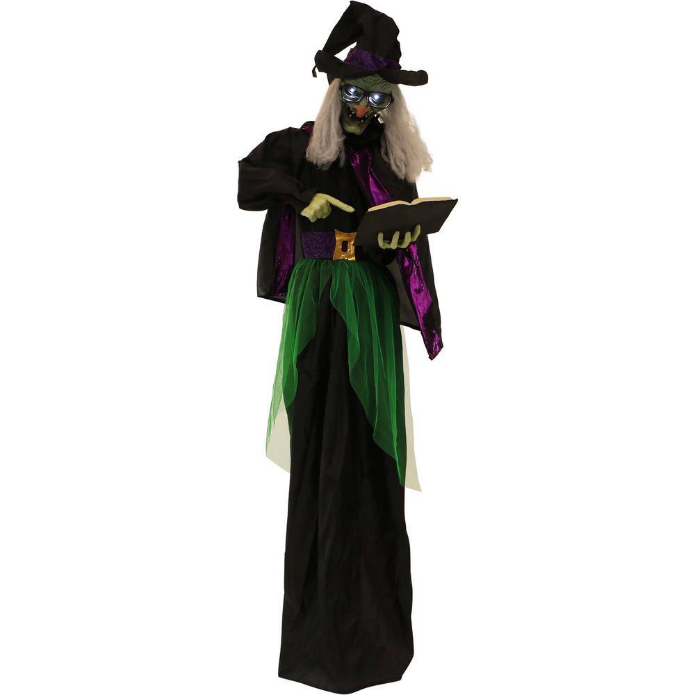 Haunted Hill Farm  72 in. Battery Operated Poseable Standing Witch with White LED Eyes Halloween Prop