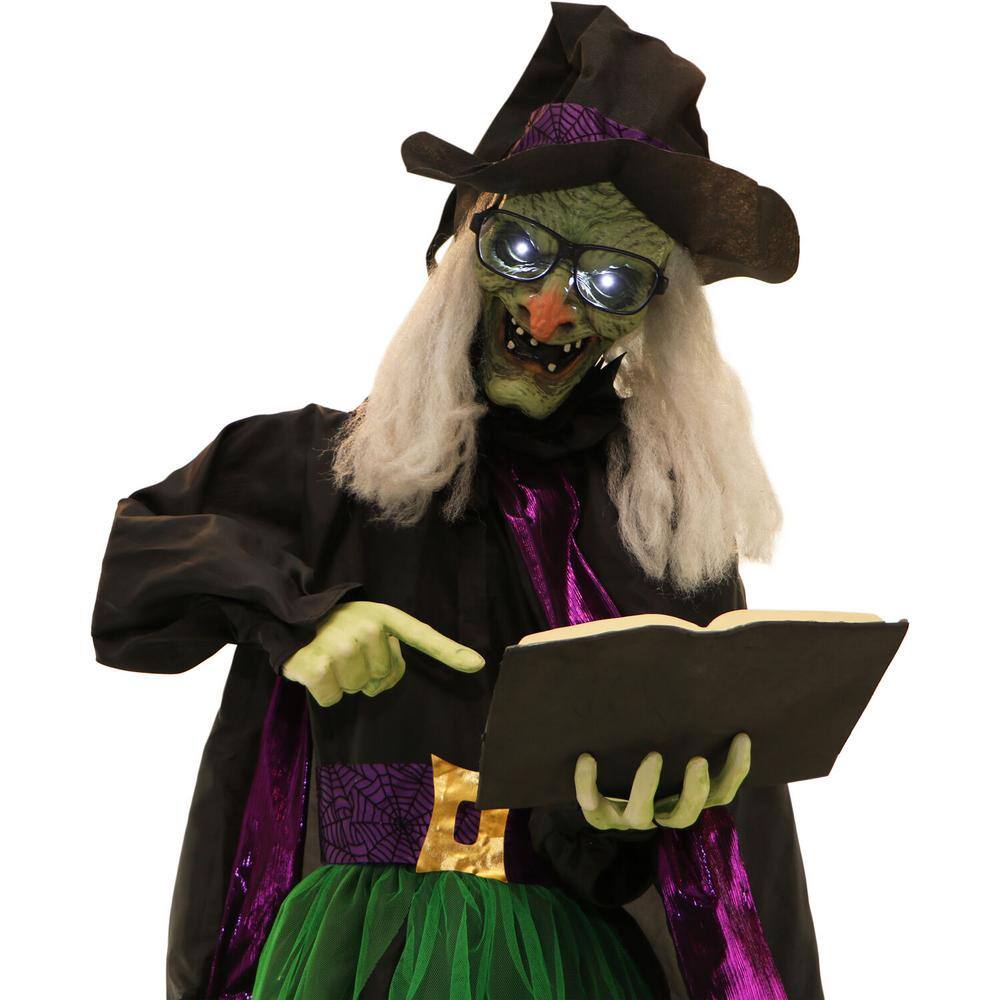 Haunted Hill Farm  72 in. Battery Operated Poseable Standing Witch with White LED Eyes Halloween Prop