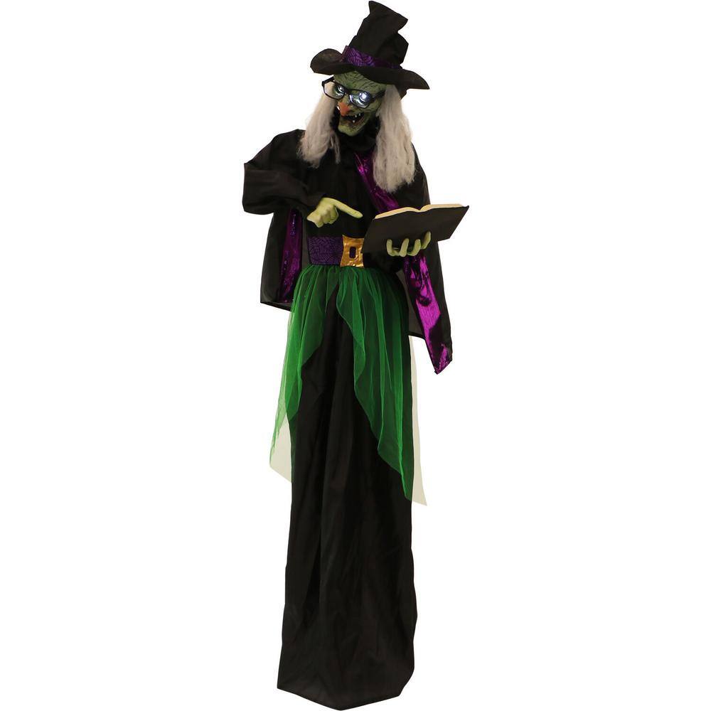 Haunted Hill Farm  72 in. Battery Operated Poseable Standing Witch with White LED Eyes Halloween Prop