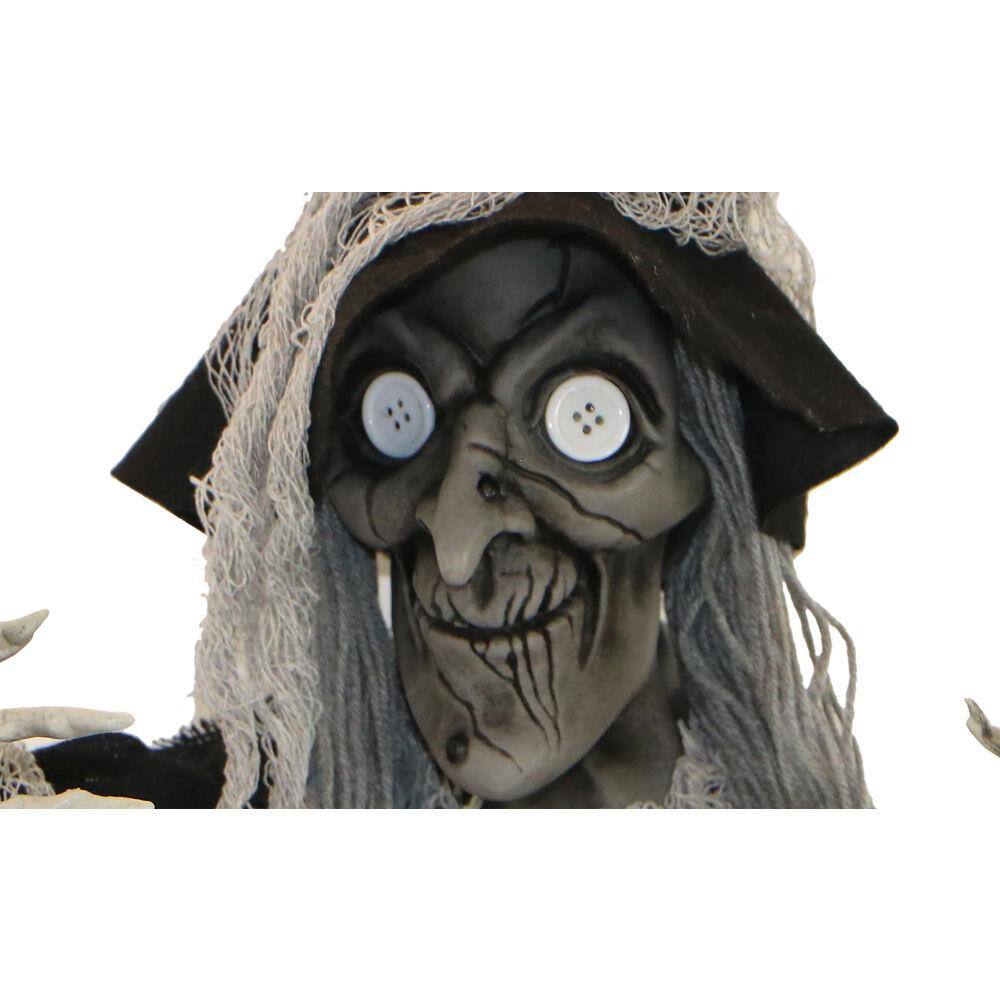 Haunted Hill Farm  62 in. Poseable Hanging Witch with Button Eyes Halloween Prop